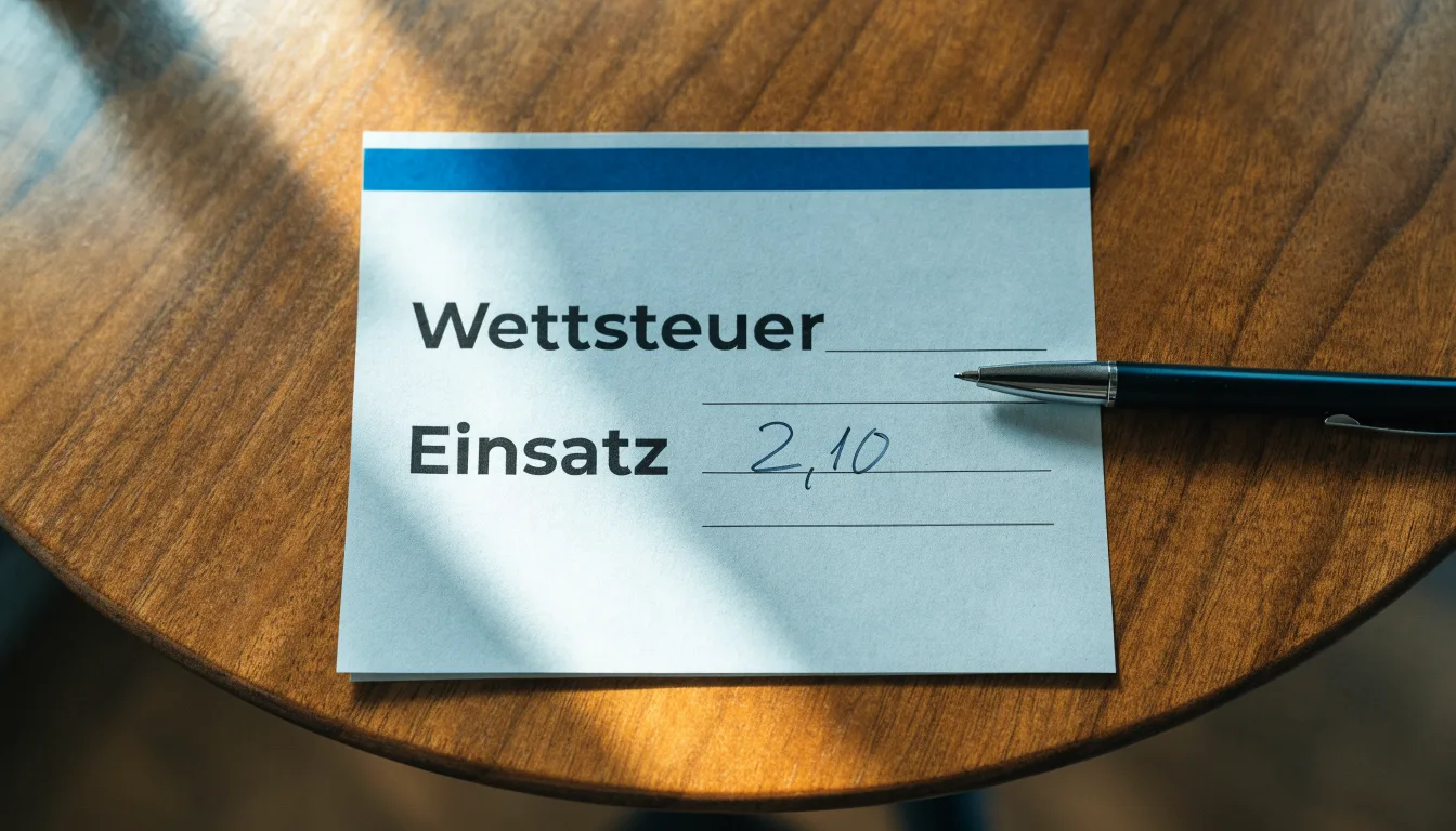 Eine Waage aus Messing und ein geschlossener Aktenordner ohne Beschriftung stehen auf einem polierten Schreibtisch.