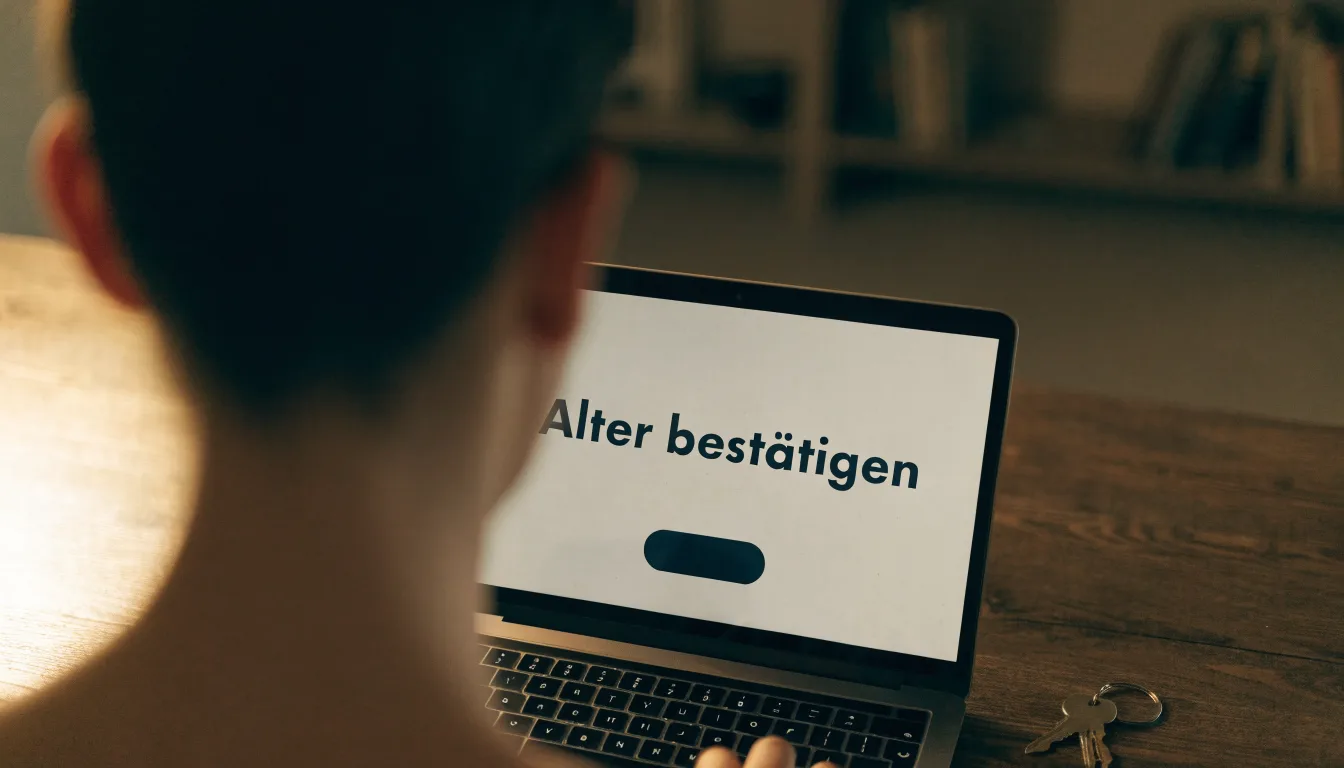 Ein Schlüsselbund und eine Lupe liegen auf einem dunklen Holztisch, im Hintergrund unscharf ein Regal mit Büchern.