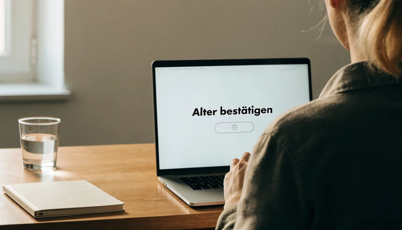 Eine Messingwaage steht auf einer dunklen Holzplatte vor einem Fenster, durch das weiches Tageslicht fällt.