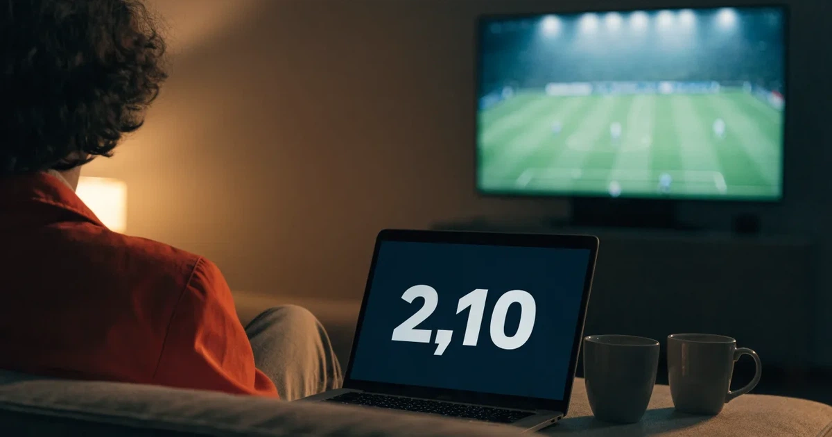 Ein Stadion bei Nacht unter Flutlicht aus der Ferne gesehen, der Rasen ist hell erleuchtet, keine erkennbaren Personen.