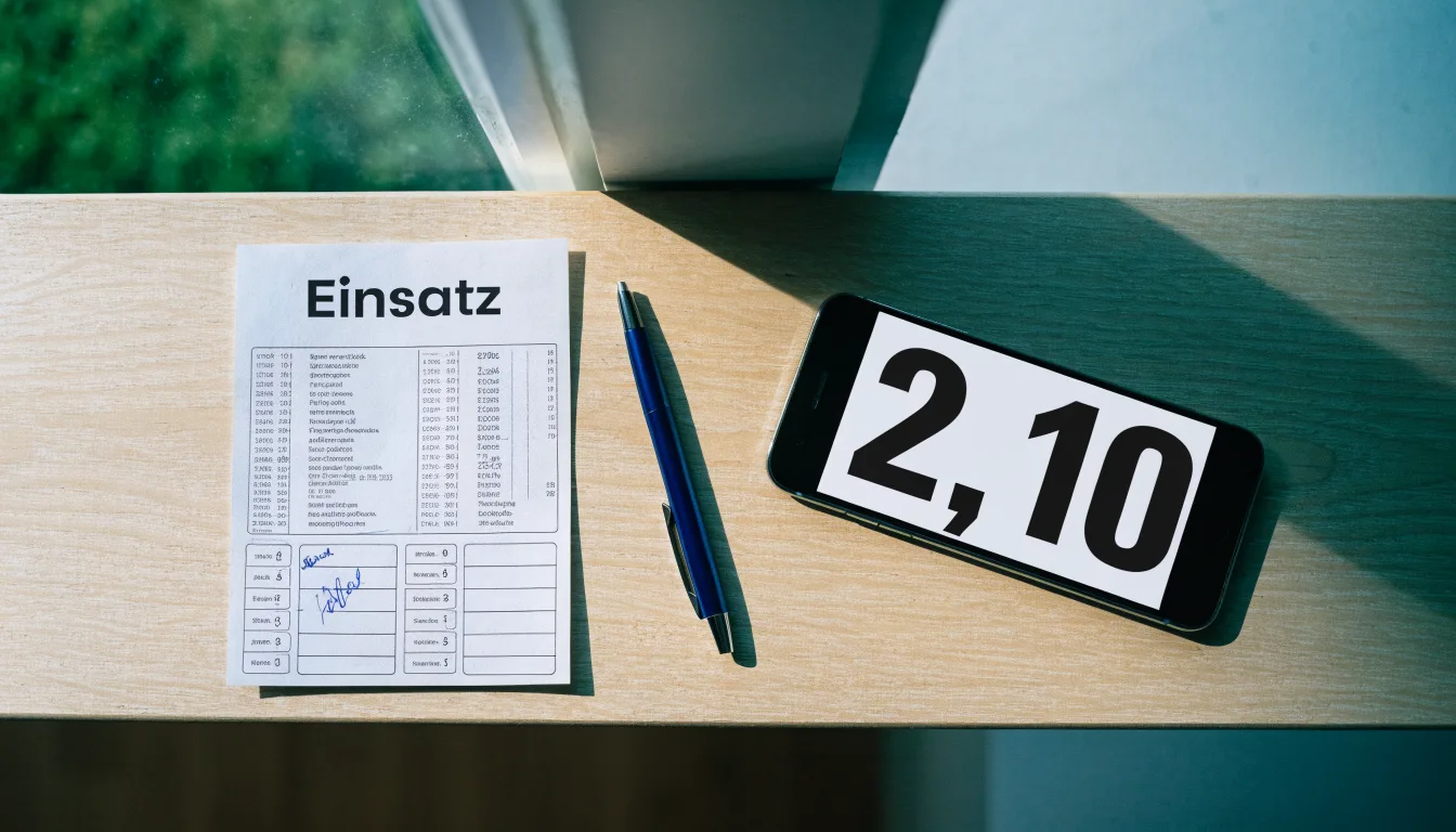 Ein leerer Papier-Wettschein und ein Kugelschreiber liegen neben einem Smartphone mit dunklem Display auf einem Tisch am Fenster.